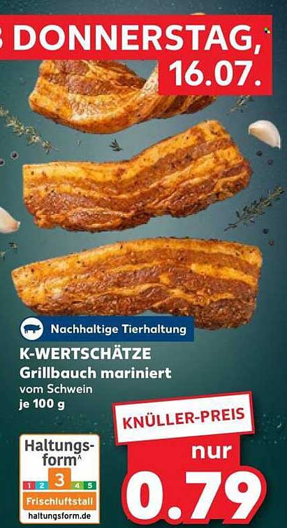 K-WERTSCHÄTZE Grillbauch mariniert vom Schwein je 100 g