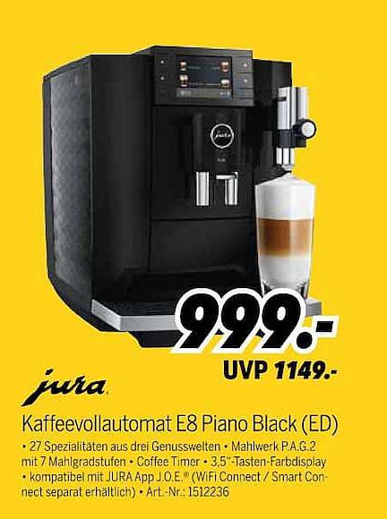Kaffeevollautomat E8 Piano Black (ED)