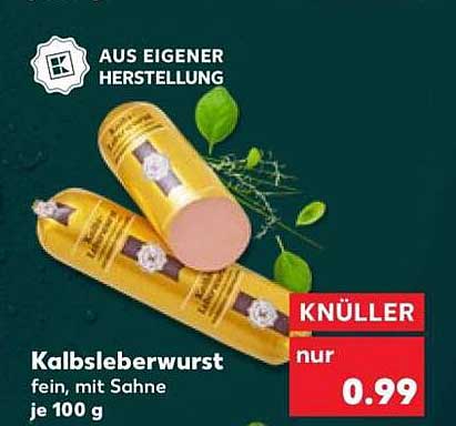 Kalbsleberwurst fein, mit Sahne je 100 g