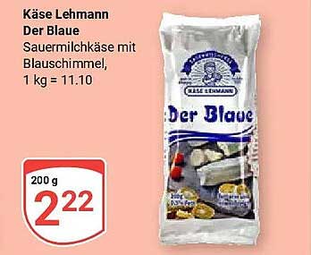 Käse Lehmann Der Blaue Sauermilchkäse mit Blauschimmel, 1 kg = 11.10