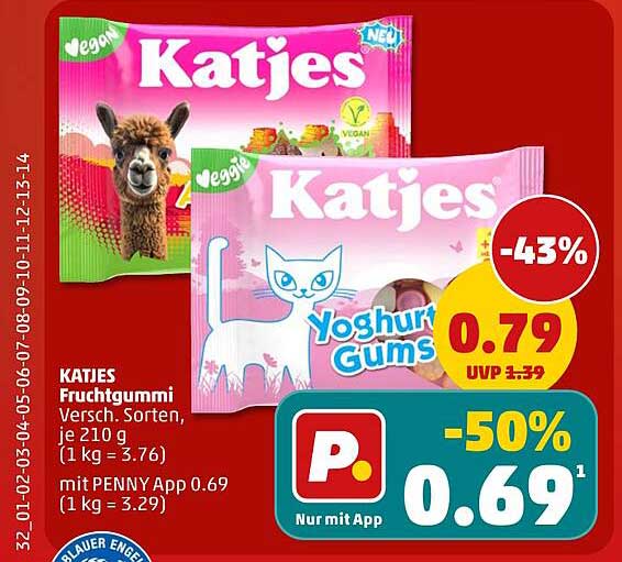 KATJES Fruchtgummi Versch. Sorten, je 210 g