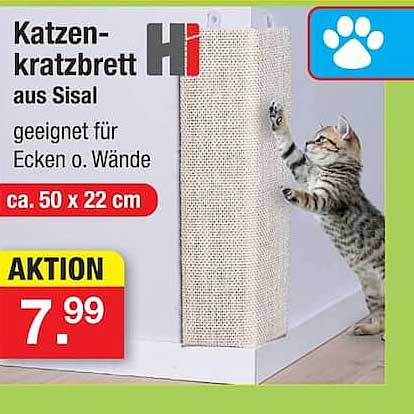 Katzen-kratzbrett aus Sisal geeignet für Ecken o. Wände ca. 50 x 22 cm