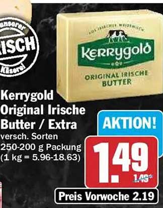 Kerrygold Original Irische Butter / Extra versch. Sorten 250-200 g Packung (1 kg = 5.96-18.63)