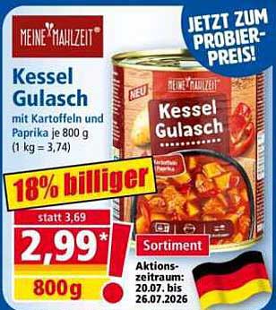 Kessel Gulasch mit Kartoffeln und Paprika je 800 g (1 kg = 3,74)