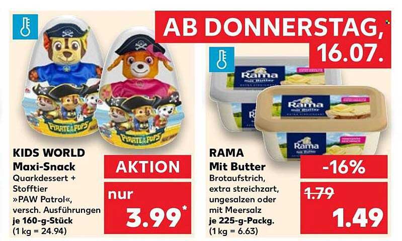 KIDS WORLD Maxi-Snack Quarkdessert + Stofttier »PAW Patrol«, versch. Ausführungen je 160-g-Stück (1 kg = 24.94)