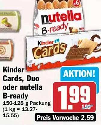 Kinder Cards, Duo oder nutella B-ready