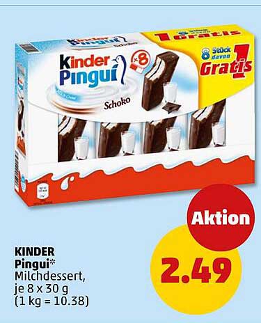 KINDER Pingui* Milchdessert, je 8 x 30 g (1 kg = 10.38)
