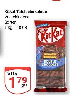 Kitkat Tafelschokolade Verschiedene Sorten, 1 kg = 18.08
