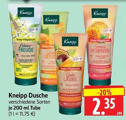 Kneipp Dusche verschiedene Sorten je 200 ml Tube (1 l = 11.75 €)