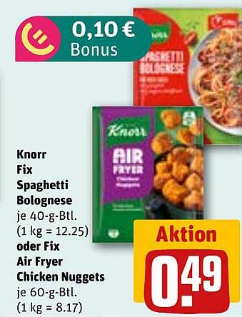 Knorr Fix Spaghetti Bolognese oder Fix Air Fryer Chicken Nuggets