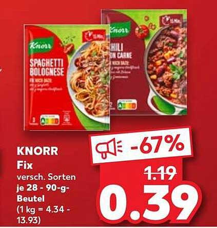 KNORR Fix versch. Sorten je 28 - 90-g-Beutel