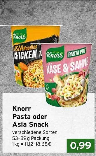 Knorr Pasta oder Asia Snack