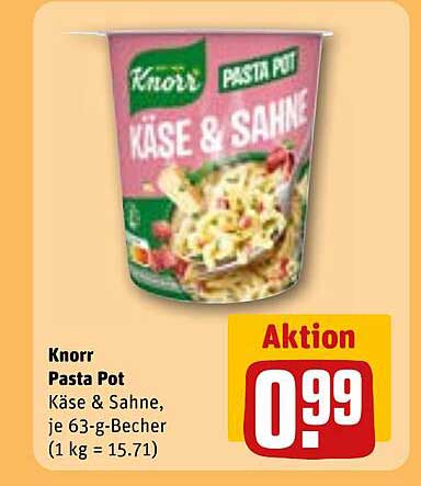 Knorr Pasta Pot Käse & Sahne, je 63-g-Becher (1 kg = 15.71)
