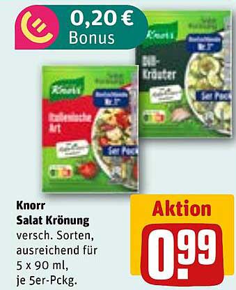 Knorr Salat Krönung versch. Sorten, ausreichend für 5 x 90 ml, je 5er-Pckg.