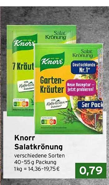 Knorr Salatkrönung verschiedene Sorten 40-55 g Packung 1kg = 14,36-19,75 €