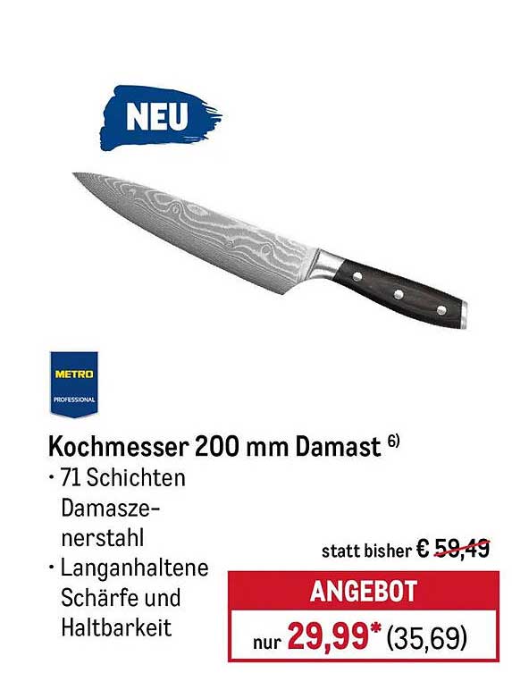 Kochmesser 200 mm Damast