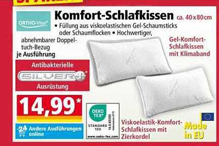 Komfort-Schlafkissen ca. 40x80cm