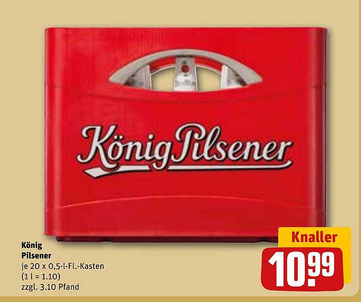 König Pilsener je 20 x 0,5-l-Fl.-Kasten (1 l = 1,10) zzgl. 3.10 Pfand