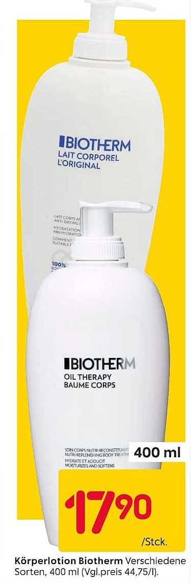 Körperlotion Biotherm Verschiedene Sorten, 400 ml (Vgl.preis 44,75/l).