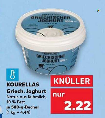 KOURELLAS Griech. Joghurt Natur, aus Kuhmilch, 10 % Fett je 500-g-Becher