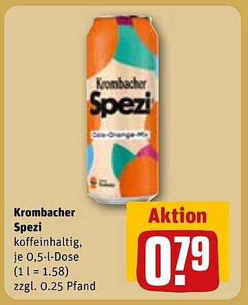 Krombacher Spezi koffeinhaltig, je 0,5-l-Dose (1 l = 1.58) zzgl. 0.25 Pfand