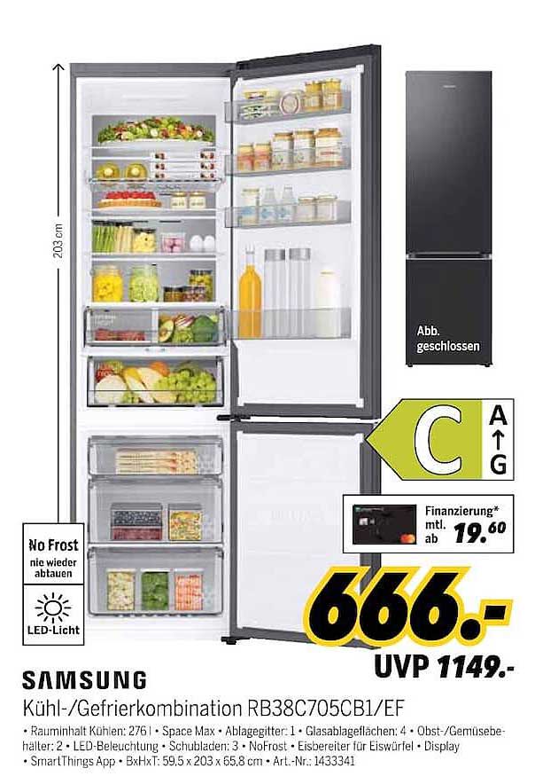 Kühl-/Gefrierkombination RB38C705CB1/EF
