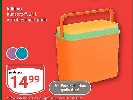Kühlbox Kunstoff, 24 l, verschiedene Farben