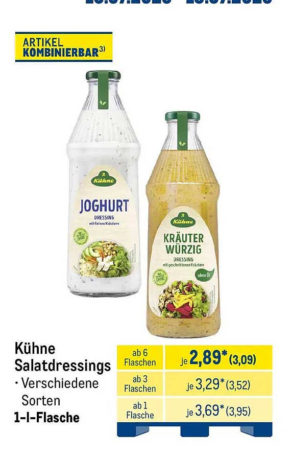 Kühne Salatdressings • Verschiedene Sorten 1-I-Flasche