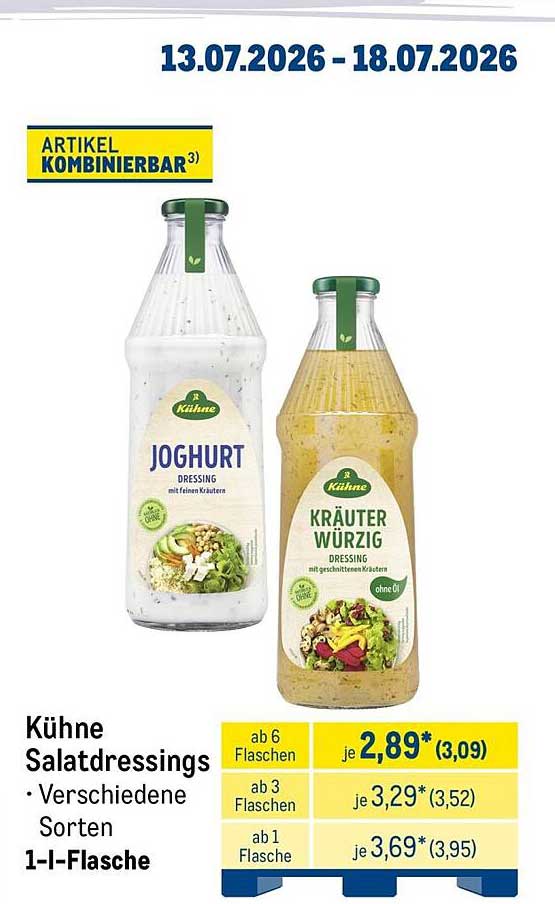 Kühne Salatdressings • Verschiedene Sorten 1-L-Flasche