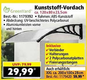 Kunststoff-Vordach