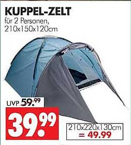 KUPPEL-ZELT für 2 Personen, 210x150x120cm