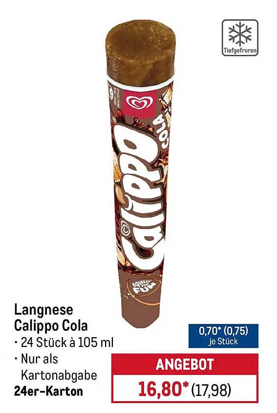 Langnese Calippo Cola • 24 Stück à 105 ml • Nur als Kartonabgabe 24er-Karton