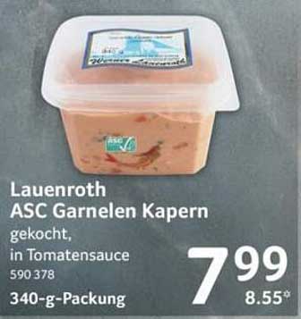 Lauenroth ASC Garnelen Kapern gekocht, in Tomatensauce 590 378 340-g-Packung