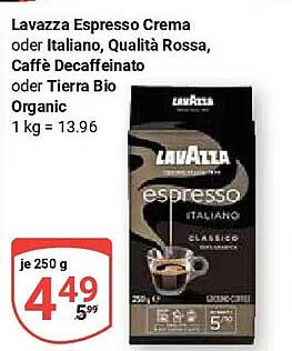 Lavazza Espresso Crema oder Italiano, Qualità Rossa, Caffè Decaffeinato oder Tierra Bio Organic