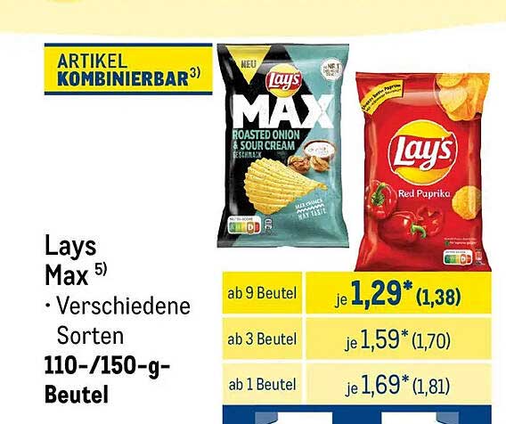 Lays Max Verschiedene Sorten 110-/150-g-Beutel