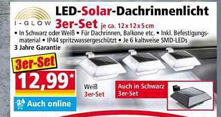 LED-Solar-Dachrinnenlicht 3er-Set