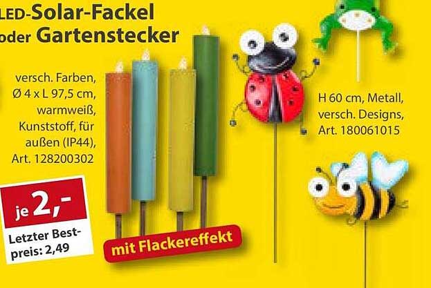 LED-Solar-Fackel oder Gartenstecker