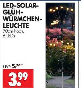 LED-SOLAR-GLÜH-WÜRMCHEN-LEUCHTE 70cm hoch, 6 LEDs