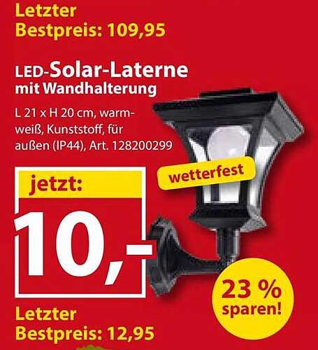LED-Solar-Laterne mit Wandhalterung