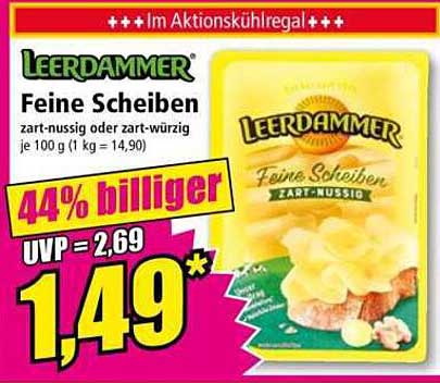 LEERDAMMER Feine Scheiben zart-nussig oder zart-würzig je 100 g (1 kg = 14,90)