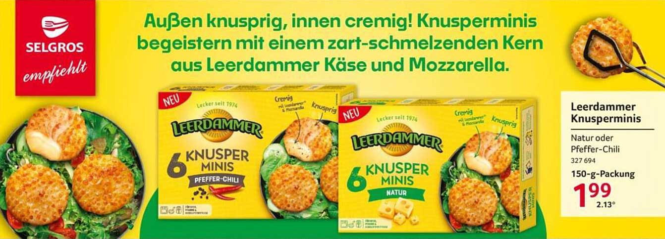 Leerdammer Knusperminis Natur oder Pfeffer-Chili 150-g-Packung