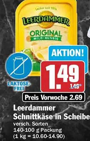 Leerdammer Schnittkäse in Scheibe