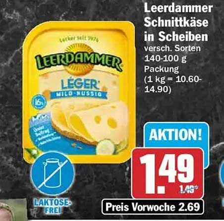 Leerdammer Schnittkäse in Scheiben