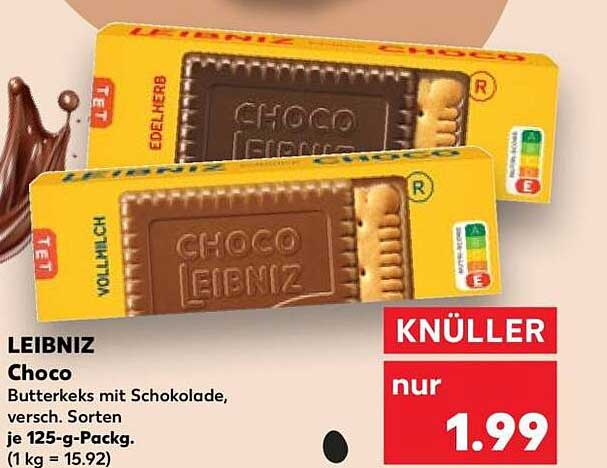 LEIBNIZ Choco Butterkeks mit Schokolade, versch. Sorten je 125-g-Packg. (1 kg = 15.92)