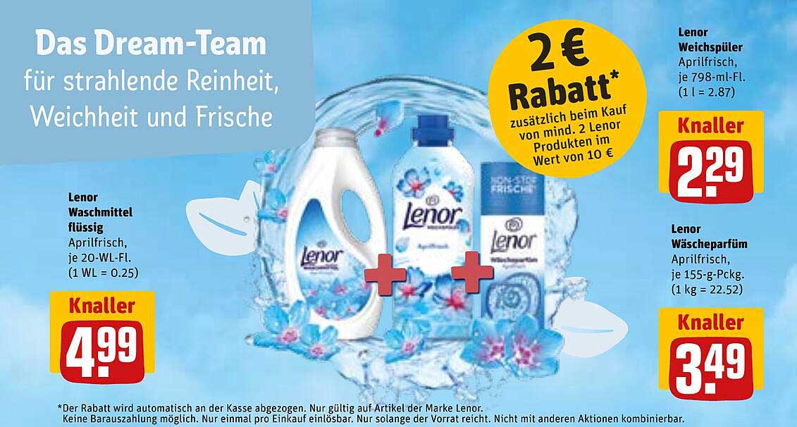 Lenor Waschmittel flüssig, Aprilfrisch, je 20-WL-Fl. (1 WL = 0.25)