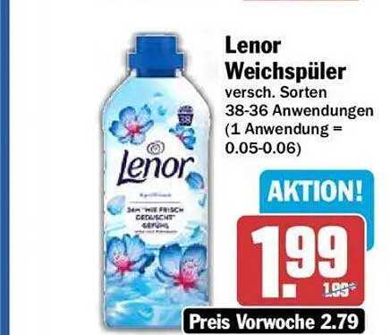 Lenor Weichspüler versch. Sorten 38-36 Anwendungen (1 Anwendung = 0.05-0.06)