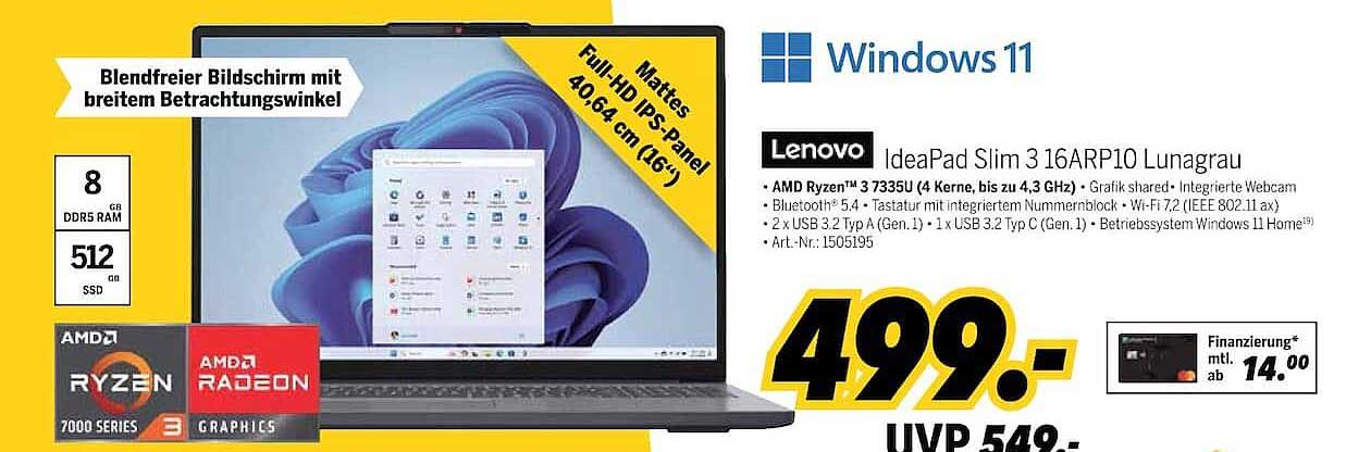 Lenovo IdeaPad Slim 3 16ARP10 Lunagrau