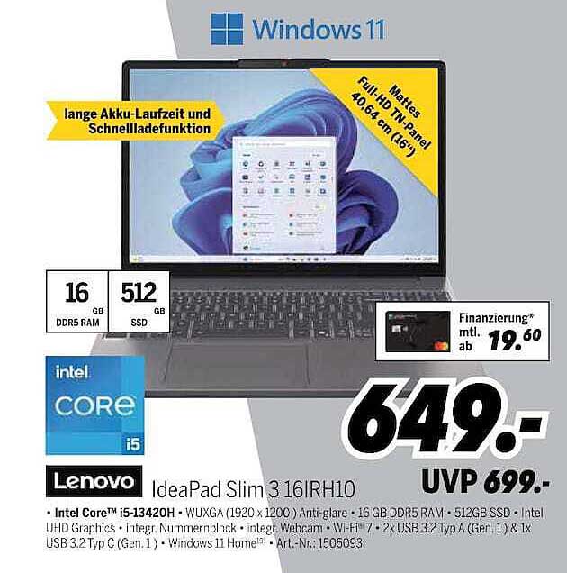 Lenovo IdeaPad Slim 3 16IRH10