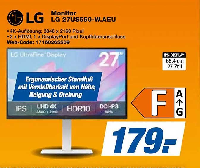 LG Monitor LG 27US550-W.AEU