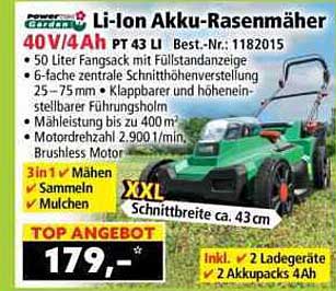 Li-Ion Akku-Rasenmäher 40 V/4 Ah PT 43 LI